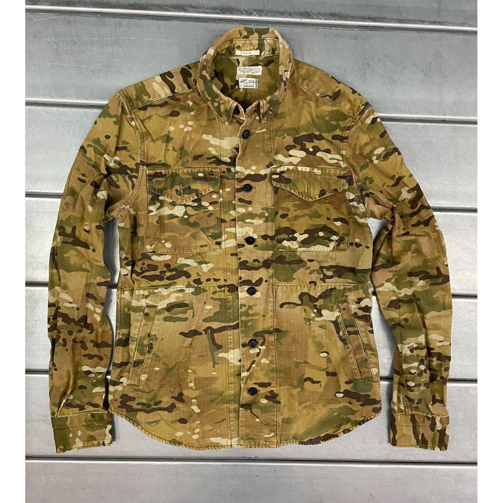 ALLSAINTS Spitafields Camo Button Up Shirt Mens Small Slim Fit 100% Cotton